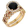 2 1/2 Carat Halo Black Diamond Bridal Set In 14 Karat Yellow Gold Image-2