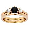 1/2 Carat Black Diamond Solitaire Ring With 1/5 Carat Enhancer In 14 Karat Yellow Gold Image-1