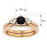 1/2 Carat Black Diamond Solitaire Ring With 1/5 Carat Enhancer In 14 Karat Yellow Gold Image-5