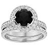 3 Carat Black Diamond Halo Bridal Set In 14 Karat White Gold With 2 Carat Center Black Diamond Image-1