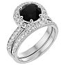 3 Carat Black Diamond Halo Bridal Set In 14 Karat White Gold With 2 Carat Center Black Diamond Image-2
