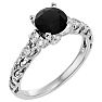 2 1/4 Carat Vintage Black Diamond Engagement Ring In 14 Karat White Gold Image-2