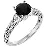 1 3/4 Carat Vintage Black Diamond Engagement Ring In 14 Karat White Gold Image-2