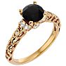 1 3/4 Carat Vintage Black Diamond Engagement Ring In 14 Karat Yellow Gold Image-2