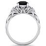 1 3/4 Carat Round Shape Black Diamond Intricate Vine Engagement Ring In 14 Karat White Gold Image-3