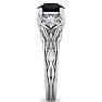 1 3/4 Carat Round Shape Black Diamond Intricate Vine Engagement Ring In 14 Karat White Gold Image-4