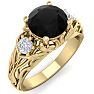 1 3/4 Carat Round Shape Black Diamond Intricate Vine Engagement Ring In 14 Karat Yellow Gold Image-2