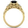 1 3/4 Carat Round Shape Black Diamond Intricate Vine Engagement Ring In 14 Karat Yellow Gold Image-3