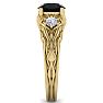 1 3/4 Carat Round Shape Black Diamond Intricate Vine Engagement Ring In 14 Karat Yellow Gold Image-4