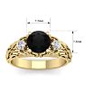 1 3/4 Carat Round Shape Black Diamond Intricate Vine Engagement Ring In 14 Karat Yellow Gold Image-5