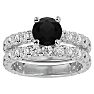 4 Carat Round Black Diamond Bridal Set In 14 Karat White Gold Image-1