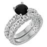 4 Carat Round Black Diamond Bridal Set In 14 Karat White Gold Image-2