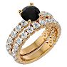 4 Carat Round Black Diamond Bridal Set In 14 Karat Yellow Gold Image-2