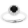 1 Carat Halo Black Diamond Engagement Ring In 14 Karat White Gold Image-1