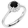 1 Carat Halo Black Diamond Engagement Ring In 14 Karat White Gold Image-2