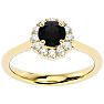 1 Carat Halo Black Diamond Engagement Ring In 14 Karat Yellow Gold Image-1
