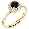 1 Carat Halo Black Diamond Engagement Ring In 14 Karat Yellow Gold Image-2