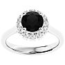 1 3/4 Carat Halo Black Diamond Engagement Ring In 14 Karat White Gold Image-1