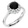 1 3/4 Carat Halo Black Diamond Engagement Ring In 14 Karat White Gold Image-2