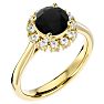 1 3/4 Carat Halo Black Diamond Engagement Ring In 14 Karat Yellow Gold Image-2