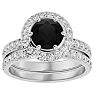 2 1/2 Carat Black Diamond Halo Bridal Set In 14 Karat White Gold With 1 1/2 Carat Center Diamond Image-1