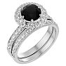 2 1/2 Carat Black Diamond Halo Bridal Set In 14 Karat White Gold With 1 1/2 Carat Center Diamond Image-2