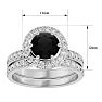2 1/2 Carat Black Diamond Halo Bridal Set In 14 Karat White Gold With 1 1/2 Carat Center Diamond Image-5