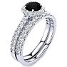 1 Carat Round Black Diamond Halo Bridal Set In 14 Karat White Gold Image-2