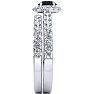 1 Carat Round Black Diamond Halo Bridal Set In 14 Karat White Gold Image-4