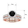 1 Carat Round Black Diamond Halo Bridal Set In 14 Karat Yellow Gold Image-5