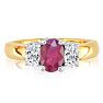 1/2ct Fine Quality Ruby and Oval Diamond Ring in 14k Yellow Gold Image-1