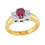 1/2ct Fine Quality Ruby and Oval Diamond Ring in 14k Yellow Gold Image-3