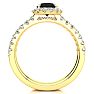 1 1/2 Carat Round Black Diamond Halo Bridal Set In 14 Karat Yellow Gold Image-2