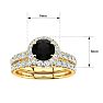 1 1/2 Carat Round Black Diamond Halo Bridal Set In 14 Karat Yellow Gold Image-4