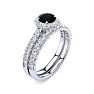 1/2 Carat Round Black Diamond Halo Bridal Set In 14 Karat White Gold Image-2