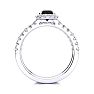 1/2 Carat Round Black Diamond Halo Bridal Set In 14 Karat White Gold Image-3