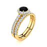 1/2 Carat Round Black Diamond Halo Bridal Set In 14 Karat Yellow Gold Image-2