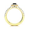 1/2 Carat Round Black Diamond Halo Bridal Set In 14 Karat Yellow Gold Image-3