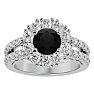 3 Carat Black Diamond Halo Engagement Ring In 14 Karat White Gold Image-1