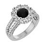 3 Carat Black Diamond Halo Engagement Ring In 14 Karat White Gold Image-2