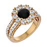 3 Carat Black Diamond Halo Engagement Ring In 14 Karat Yellow Gold Image-2