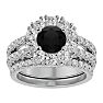 3 1/2 Carat Black Diamond Bridal Set In 14 Karat White Gold Image-1