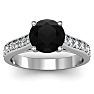 2 Carat Round Shape Black Diamond Engagement Ring In 14 Karat White Gold Image-1