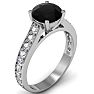 2 Carat Round Shape Black Diamond Engagement Ring In 14 Karat White Gold Image-2