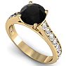 2 Carat Round Shape Black Diamond Engagement Ring In 14 Karat Yellow Gold Image-4