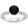 2 Carat Round Shape Hidden Halo Black Diamond Engagement Ring In 14 Karat White Gold Image-2