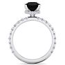 2 Carat Round Shape Hidden Halo Black Diamond Engagement Ring In 14 Karat White Gold Image-3
