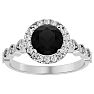 1 3/4 Carat Halo Black Diamond Engagement Ring In 14 Karat White Gold Image-1