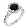 1 3/4 Carat Halo Black Diamond Engagement Ring In 14 Karat White Gold Image-2