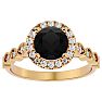 1 3/4 Carat Halo Black Diamond Engagement Ring In 14 Karat Yellow Gold Image-1